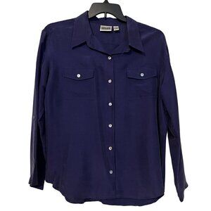 Chico's 100% Silk, Long Sleeve, Collared Blouse, Chico's Size 3